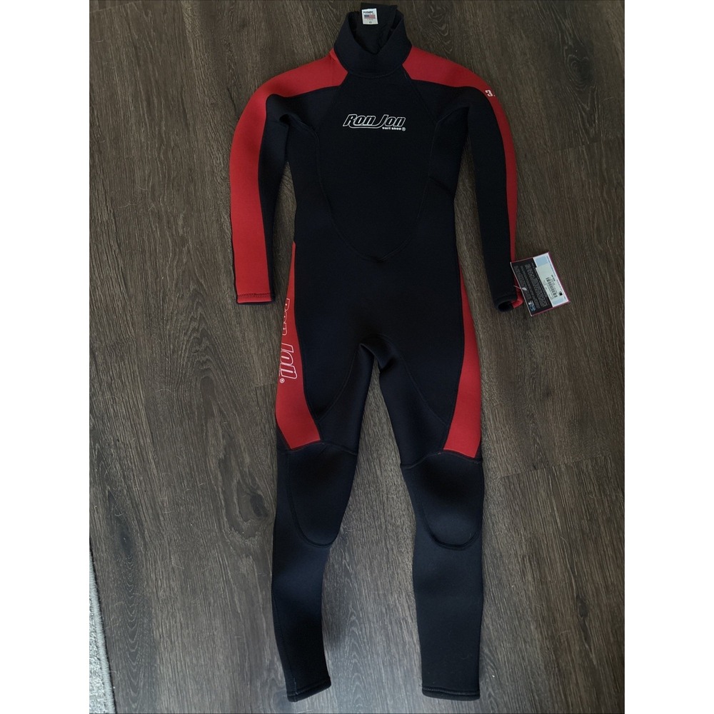 Ron Jon Full Body Wetsuit Red Kids Youth 6 Back Zip BRAND New Tags Surf USA 3.2